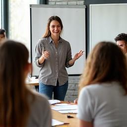 Students participating in a group language workshop